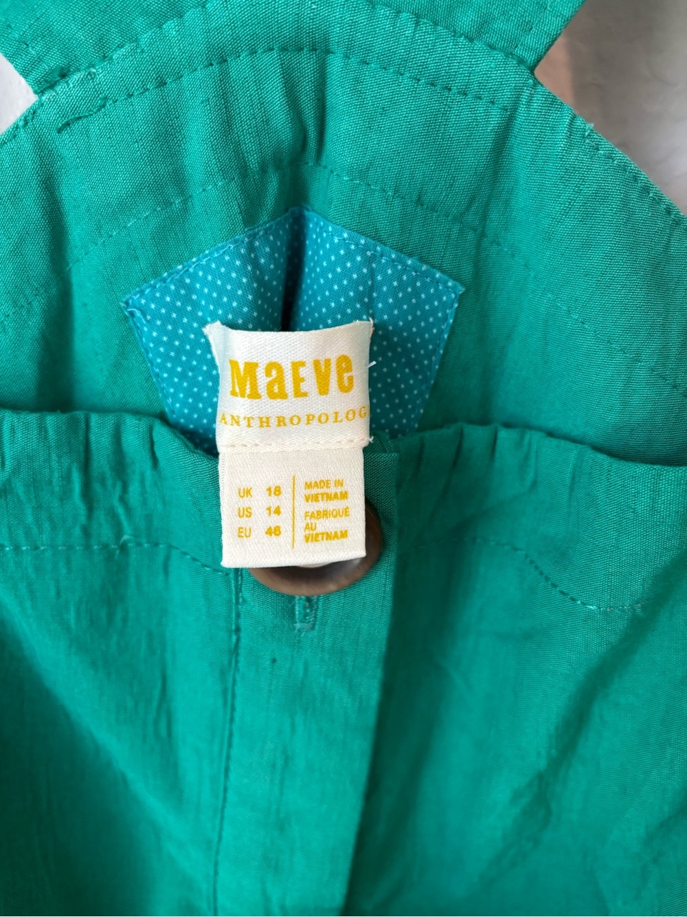 Anthropologie Maeve Square-Neck Buttondown Midi Dress Green Size 14 - Picture 7 of 8